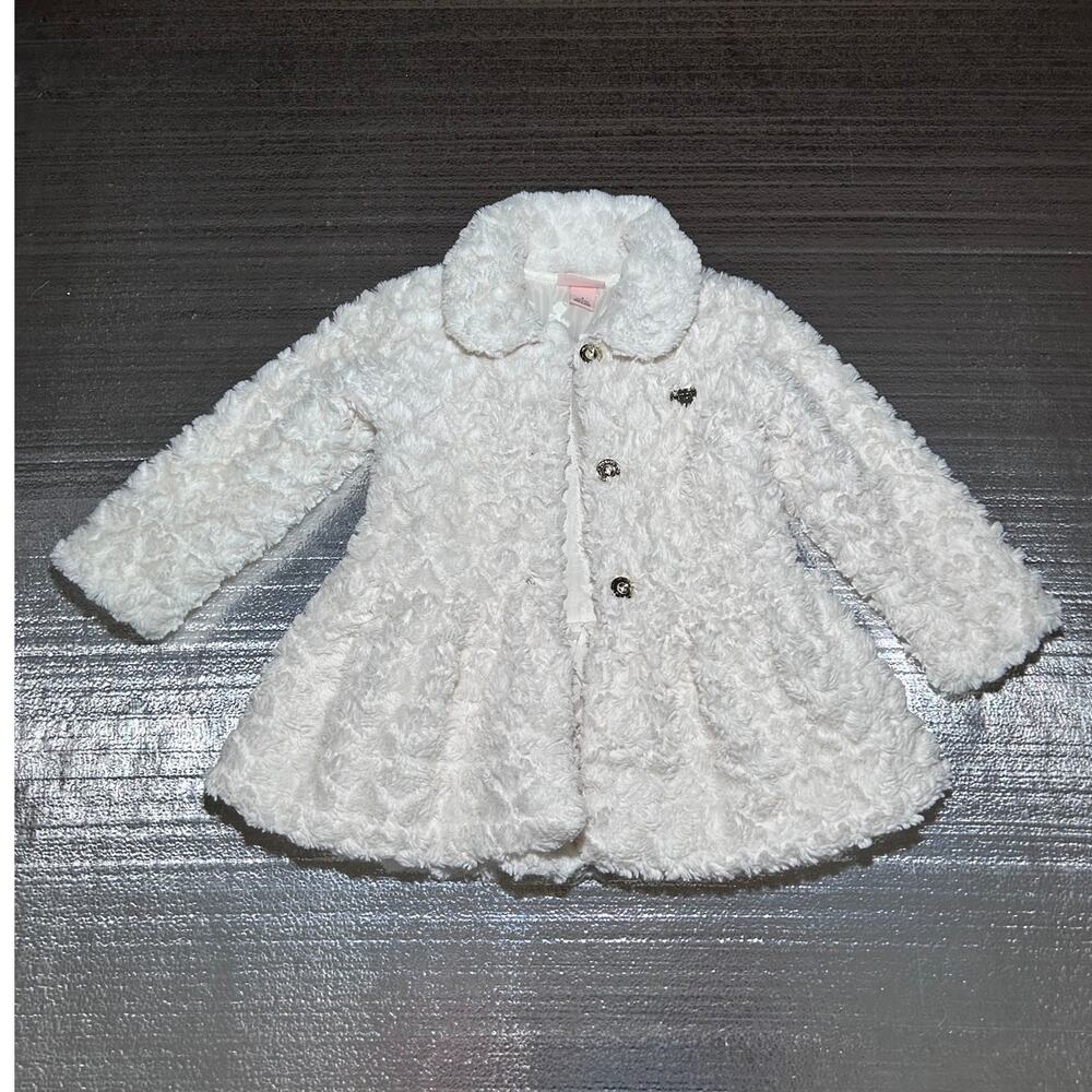 Juicy Couture Girls White Faux Fur Coat Size 5 - Picture 3 of 11